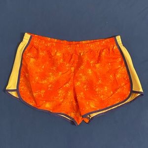 Orange Athletic Shorts with Drawstring and Pocket